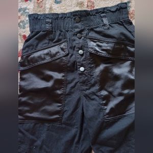 Urban Outfitters Black Paper Bag Satin Pocket Trousers Pants